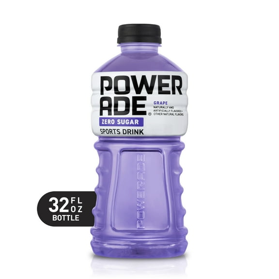 POWERADE Zero Sugar Grape, ION4 Electrolyte Enhanced Fruit Flavored Zero Sugar Zero Calorie Sports Drink w/ Vitamins B3, B6, and B12, Replenish Sodium, Calcium, Potassium, Magnesium, 32 fl oz