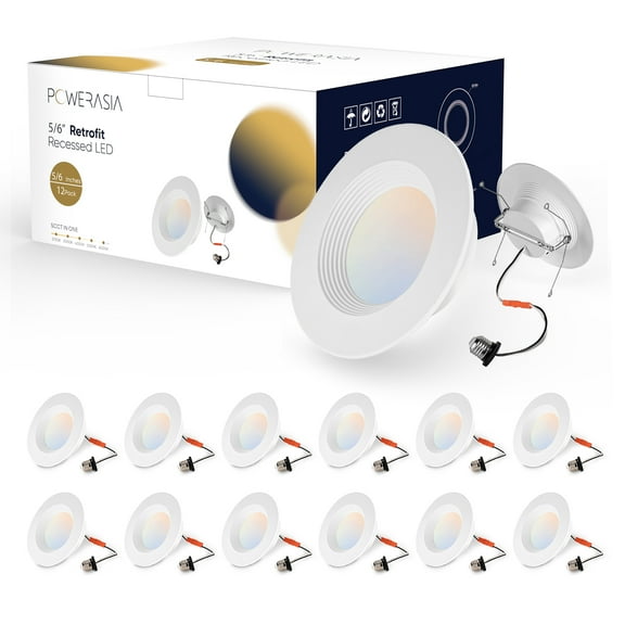 POWERASIA 6" LED Retrofit Recessed Lights (12 Count)