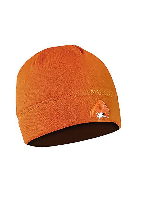 POWERCAP 20 Headlamp LED Beanie Cap Ultra-Bright Hands Free LED Lighted Battery Powered Hat - Blaze Orange Fleece (HLB-8957)