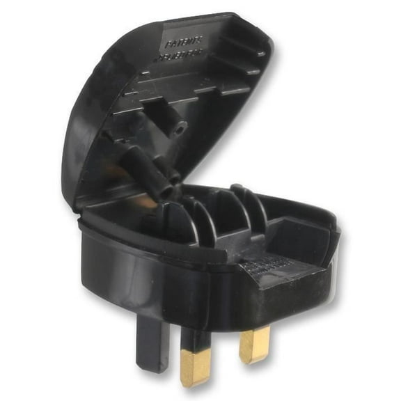 POWERCONNECTIONS - Euro 2 Pin to UK 3 Pin Converter Plug, 5A Black