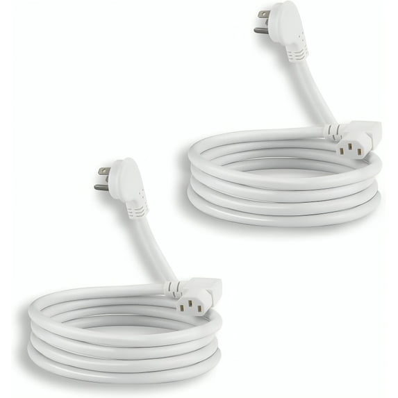 POWERCORDS 6FT 90Degree Computer Power Cord, Flat Plug to Right Angle ...