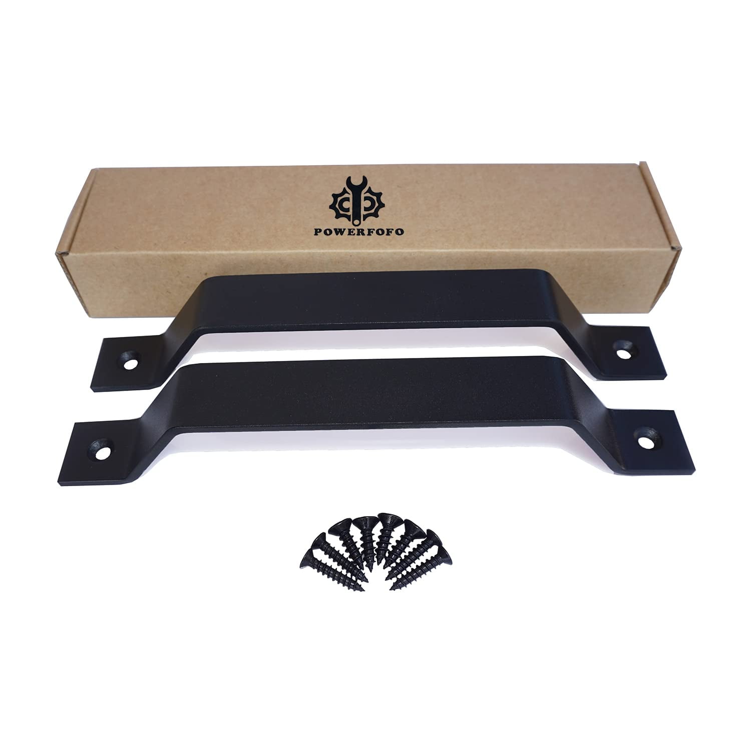 POWERFOFO Barn Door Handle/Closet Pull,Heavy-Duty Solid Steel with Powder Matte Black,Hardware for Sliding Doors Garage Shed Cabinet Drawer (2Pack, 10 Inch) C63