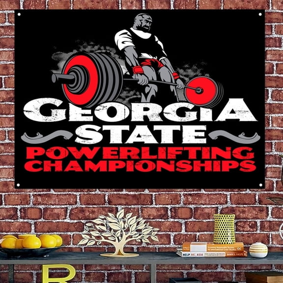 POWERLIFTING CHAMPIONSHIPS - Inspirational Wall Art Poster - Motivational quotes Banners & Flags Suitable for Exercise Fitness Science Work and Gym Room Decor 38" x 57"