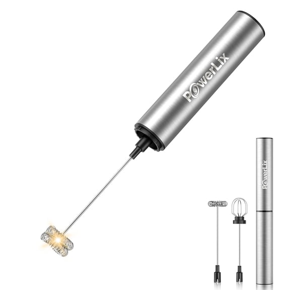 POWERLIX Pro 3-in-1 Handheld Milk Frother Electric - USB-C Rechargeable, 10,000 RPM Quick Whisk, Detachable Heads for Latte/Cappuccino/Egg Whites, Auto-Stop Safety, Portable Barista Tool