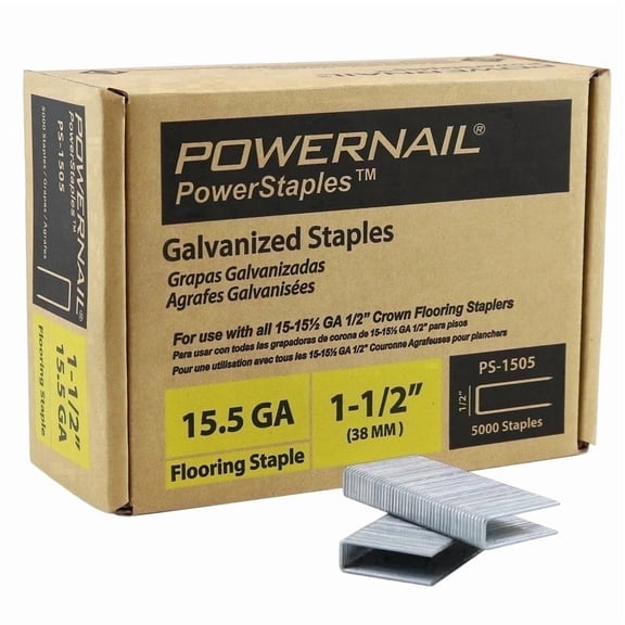 Powernail 15.5 Gauge 1-1/2"-Length 1/2"-Crown Galvanized Flooring Staples -  PS1505 (5000-Count)