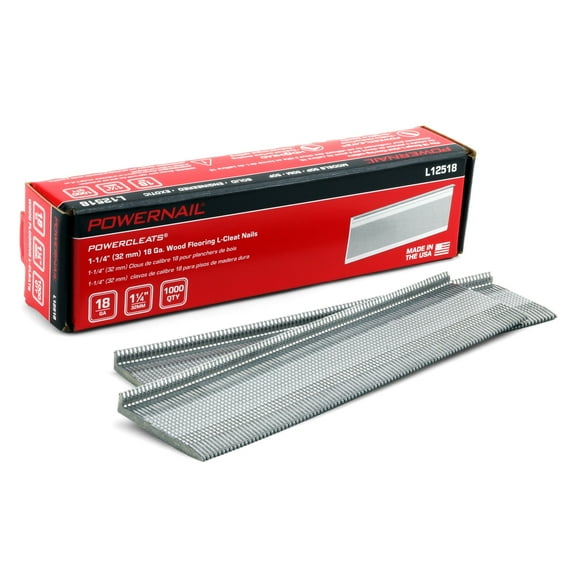 Powernail L12518 18 Gauge 1-1/4 Inch Length Flooring L-Cleats Nails (1000ct Box)