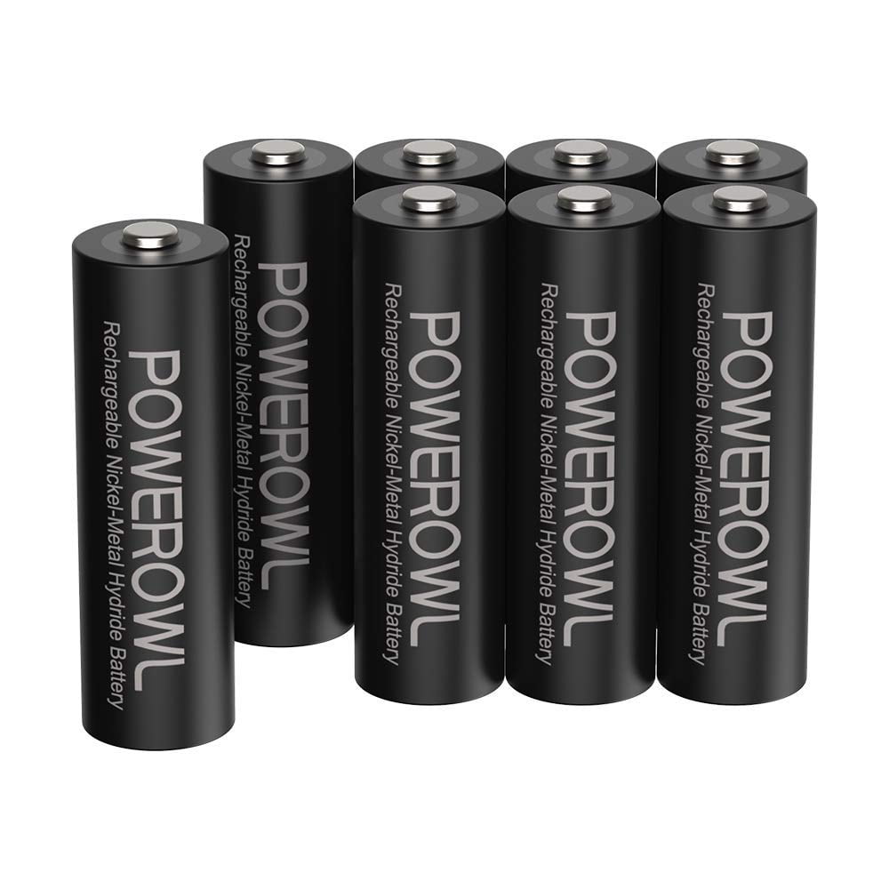 POWEROWL (8 Pack) Rechargeable AA Batteries; 2800 mAh NiMH; Double a