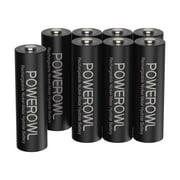 POWEROWL (8 Pack) Rechargeable AA Batteries; 2800 mAh NiMH; Double a Batteries