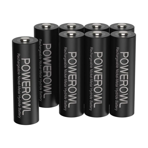 POWEROWL (8 Pack) Rechargeable AA Batteries; 2800 mAh NiMH; Double a Batteries
