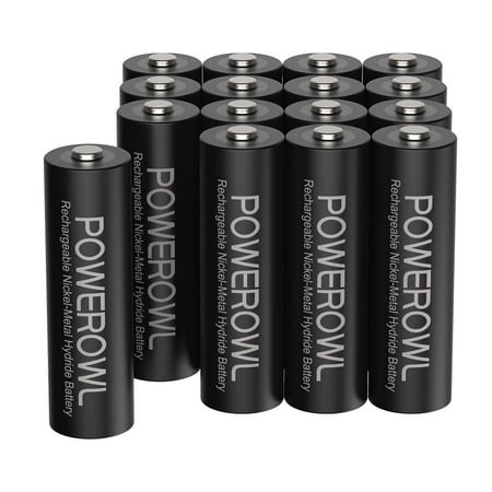 POWEROWL Rechargeable AA Batteries 16 Pack NiMH 1.2V 2800mAh Double a Batteries