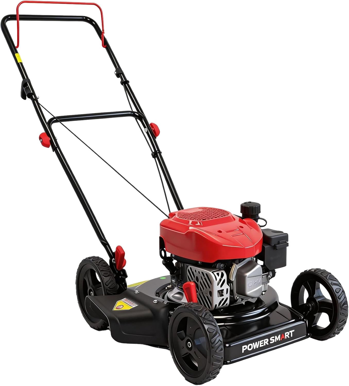 POWERSMART 18" Gas Push Lawn Mower with 144cc 4-Cycle OHV Engine,2-in-1 with Mulch and Side-Discharge, 5-Position Height