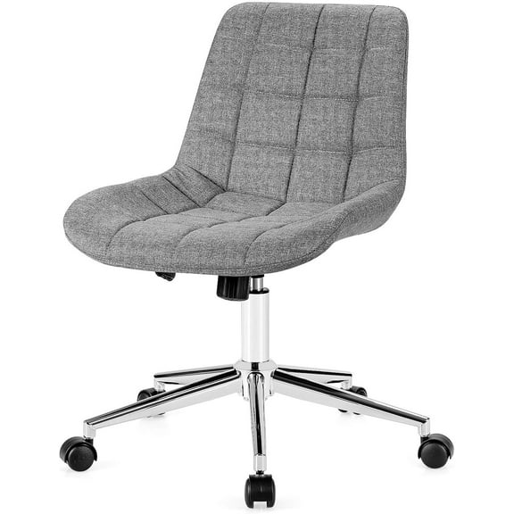 POWERSTONE Armless Office Chair - Ergonomic Task Chair Mid Back Computer Desk Chair Adjustable Height Office Swivel Fabric Chair with Wheels