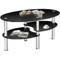 thumbnail image 1 of POWERSTONE Oval Black 3 Tier Tempered Glass Coffee Table Small Modern Center Table for Home Office,Living Room,Small Spaces, 1 of 7