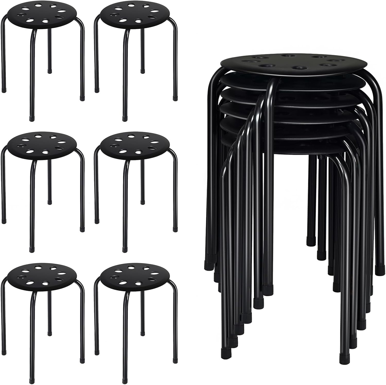 POWERSTONE Stackable Stools Set of 6, 17.5in Portable Stacking Bar ...