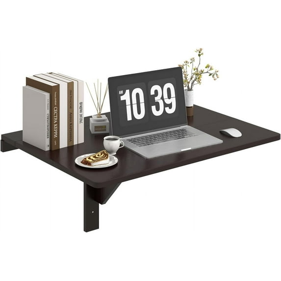 POWERSTONE Wall Mounted Desk, 31.5" x 23.5" Fold Down for Small Spaces Portable Drop Leaf Table, Collapsible Floating Workbench for Home Office, Garage, Bar, Kitchen or Laundry Room, Coffee