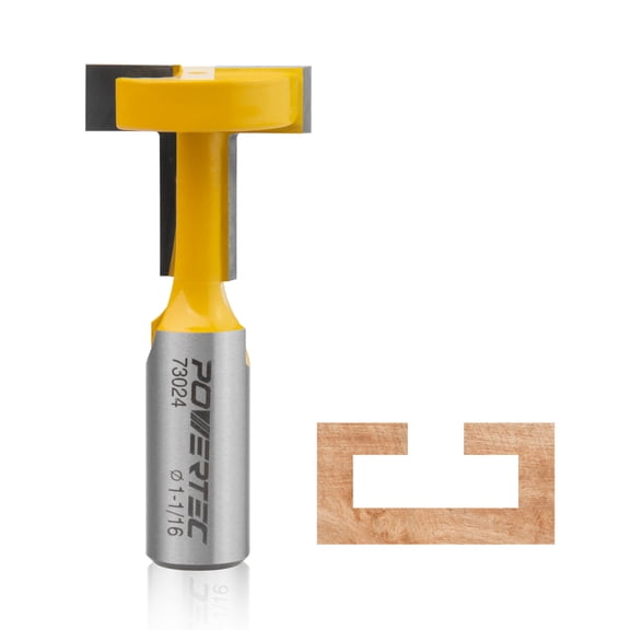 POWERTEC 1-1/16" Dia. Carbide Tipped Router Bits 1/2 Shank, Woodworking T Slot Router Bits for use on CNC & Router Tool, T-Slot Cutter for t Track Bolts (73024)
