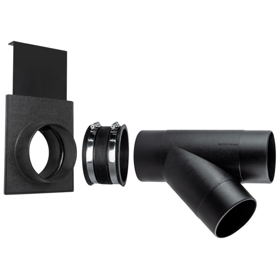 POWERTEC 1 Set 4" Dust Collection Hose Y-Fitting Connector with Blast Gate and Dust Control Flex Cuff (70359)