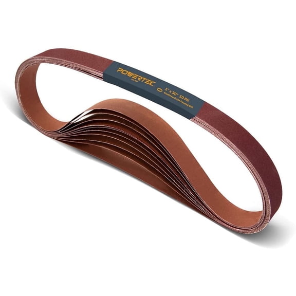 POWERTEC 1 x 30 Sanding Belts, 320 Grit Aluminum Oxide Sanding Belt, Premium Sandpaper  10PK, 111360