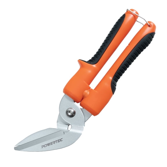 POWERTEC 10" Heavy Duty Scissors – Long-Blade Cutter with Curved Serrated Edge, Multipurpose Industrial Shears for Carpet, Cardboard, Leather, Upholstery, Fabric, Gardening & DIY (72396N)