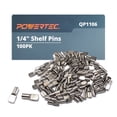 thumbnail image 1 of POWERTEC 100PK 1/4 Inch Shelf Pegs, Spoon Shaped Shelf Pins Support Pegs for Shelves, Kitchen Cabinet Shelf, Bookshelf, Closet and Furniture, Nickel Plated Shelf Holders Pegs, Shelf brackets, QP1106, 1 of 9