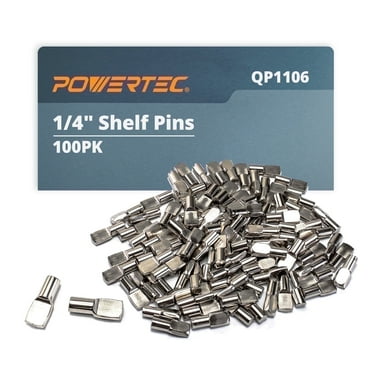POWERTEC 100PK 1/4 Inch Shelf Pegs, Spoon Shaped Shelf Pins Support Pegs for Shelves, Kitchen Cabinet Shelf, Bookshelf, Closet and Furniture, Nickel Plated Shelf Holders Pegs, Shelf brackets(QP1106)