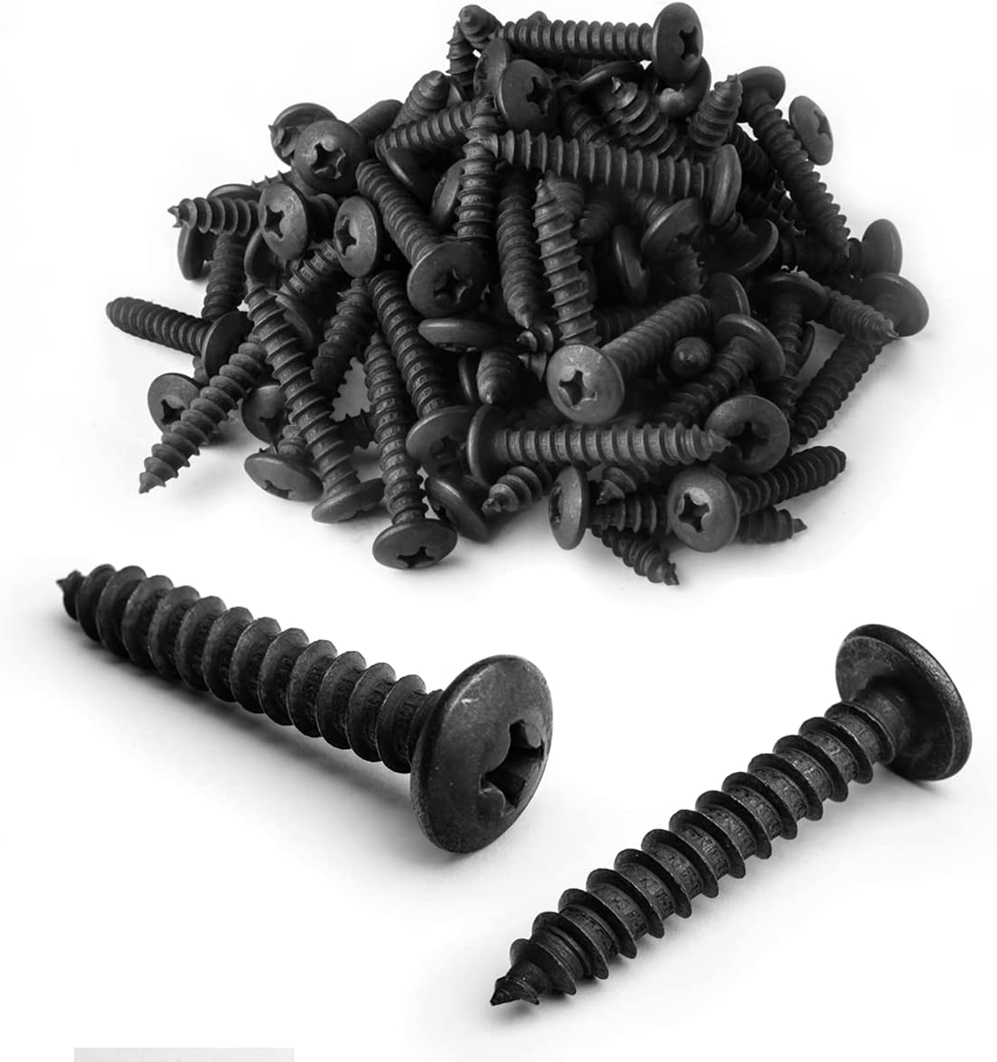 POWERTEC 100PK 14 Wood Screws 1 1 2 Inch Phillips Truss Head Self 