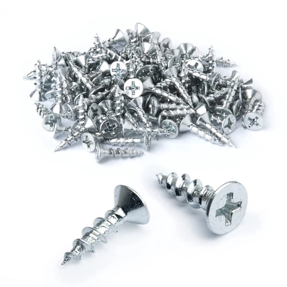 POWERTEC 100PK #6 x 5/8" Wood Screw Set, Phillips Flat Head Deep Thread Screws, QWS1001