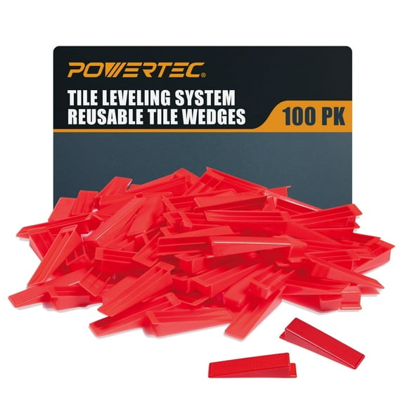 POWERTEC 100PK Tile Leveling System Reusable Tile Wedges for Floor and Wall Tile Installation, Tile Installation Kit for 1/8" and 1/16" Tile Spacers (71897N)