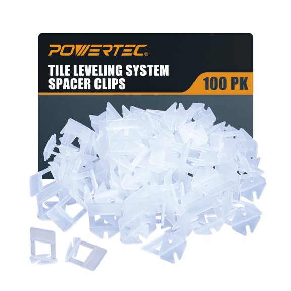POWERTEC 100PK Tile Spacers 1/16" Tile Leveler Clips, Tile Leveling System Tile Leveler Spacer Clips for Floor and Wall Installation, 71898N