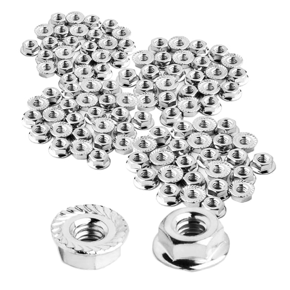 POWERTEC 100Pack Serrated Flange Hex Lock (M12) Nuts | Premium Carbon Steel Zinc Plated Fasteners, QLN1203-P4