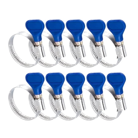 POWERTEC 10PK 1-1/2 inch Key Hose Clamps, Adjustable Stainless Steel Thumb Screw Hose Clamps for Dust Collection, PVC Tubing, Pipe Clamp, Worm Gear Clamp (70247-P2)