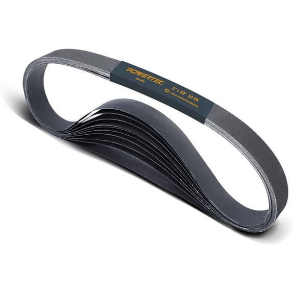 POWERTEC 10PK 1" x 42" Sanding Belts, Silicon Carbide Abrasive 320 Grit Sandpaper (414232S)