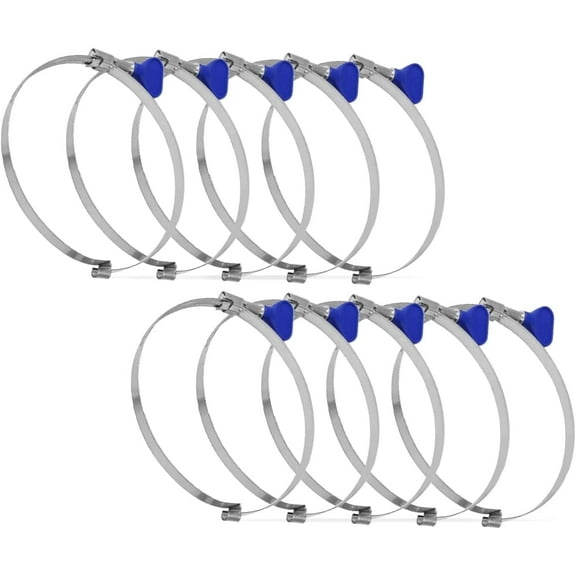 POWERTEC 10PK 2-1/2 Inch Left Hand Keyed Bridge Hose Clamp, Thumb Screw Key Adjustable Stainless Steel Hose Clamps for Dust Collection, Dust Collector and Dryer Vent Hose (70224-P2)