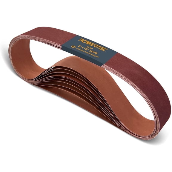 POWERTEC 10PK 2 x 72 Inch Sanding Belts , 240 Grit Aluminum Oxide Sanding Belt | Premium Sandpaper (111530)
