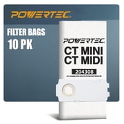 POWERTEC 10PK 204308 Selfclean Filter Bag for Festool CT Mini/Midi, Festool CT MINI/MIDI, 2/5/CT15 Dust Extractor from 2019 onwards, CTC MINI/MIDI, Replacement Vacuum Bags, Filter Bags, 75085-P2N