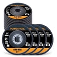 thumbnail image 1 of POWERTEC 10PK 4-1/2" Zirconia Flap Discs - 40/60/80/120 Assorted Grits for Angle Grinder, Compatible with DeWalt DCG413B, DWE402, DCG405B, DWE4011 - Ideal for Sanding and Grinding Metal, 11100N, 1 of 8