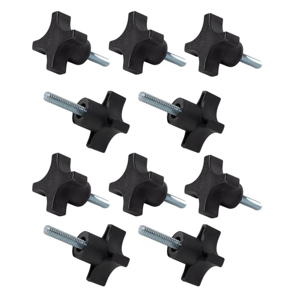 POWERTEC 10PK 4-Point Stud Knobs, 1/4"-20 Threaded Thumb Screw Star Knob with 1" Stud (QNB3008-P2)