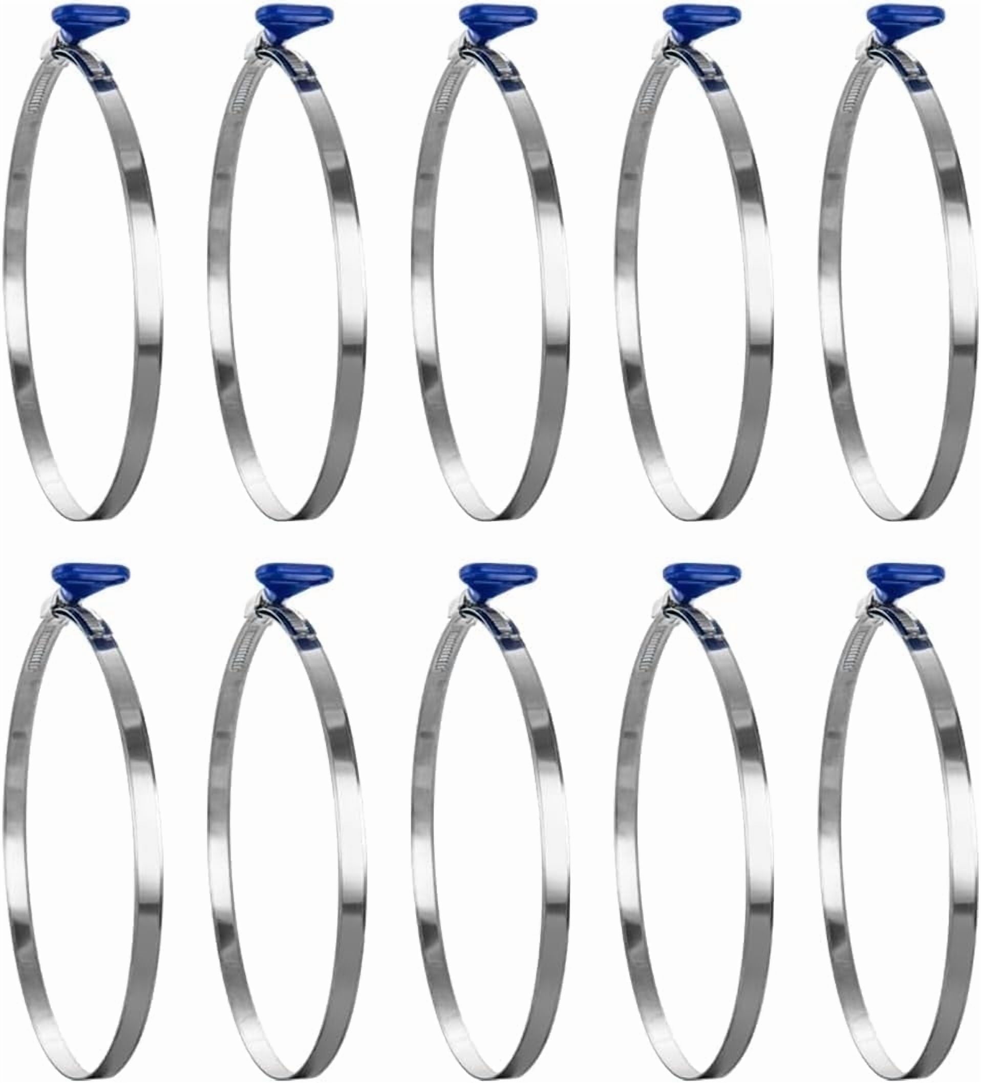 POWERTEC 10PK 6 Inch Key Hose Clamp, Thumb Screw Key Adjustable Stainless Steel Hose Clamps for Dust Collection, Dust Collector and Dryer Vent Hose, Pipe Clamp, RV Clamp, Worm Gear Clamp, 70250-P2