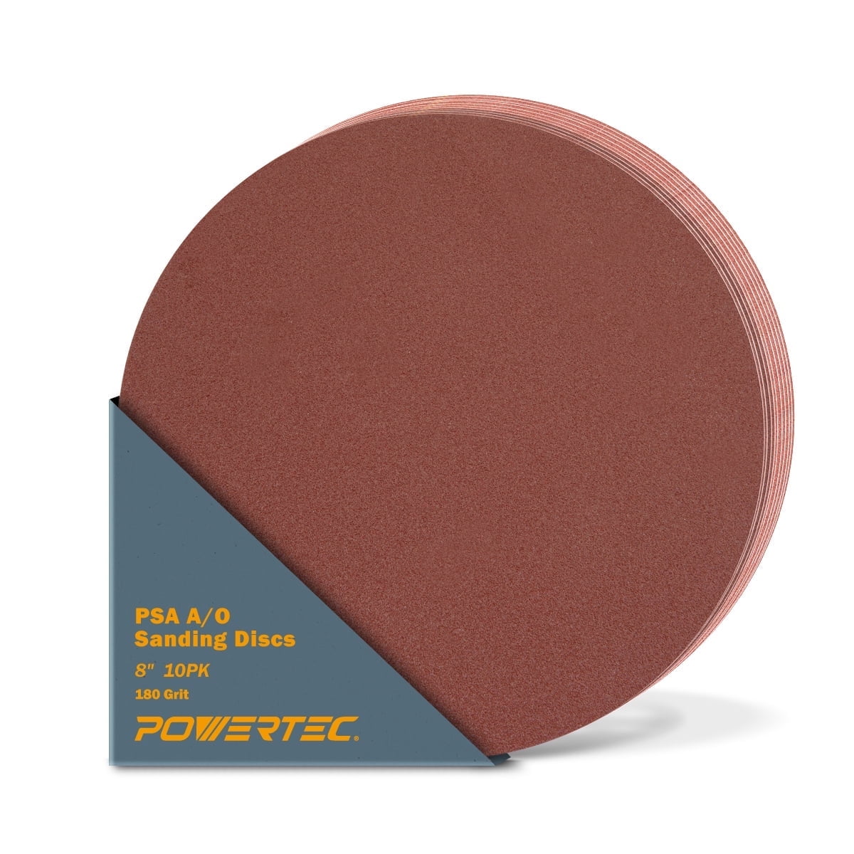 POWERTEC 10PK 8 Inch PSA 180 Grit Aluminum Oxide Adhesive Sanding Disc ...