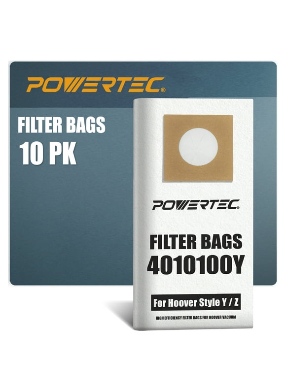 POWERTEC 10PK Filter Bags for Hoover Windtunnel Upright Style Y, Z Vacuum, 75057