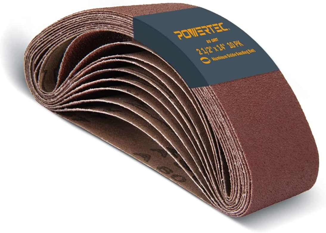 POWERTEC 10PK 2 1 2 x 14 Inch Sanding Belts 80 Grit Aluminum Oxide Belt Sander Sanding Belt for Porter Cable 371 371K Belt Sander Wood Paint Sanding Metal Polishing 401408 Walmart