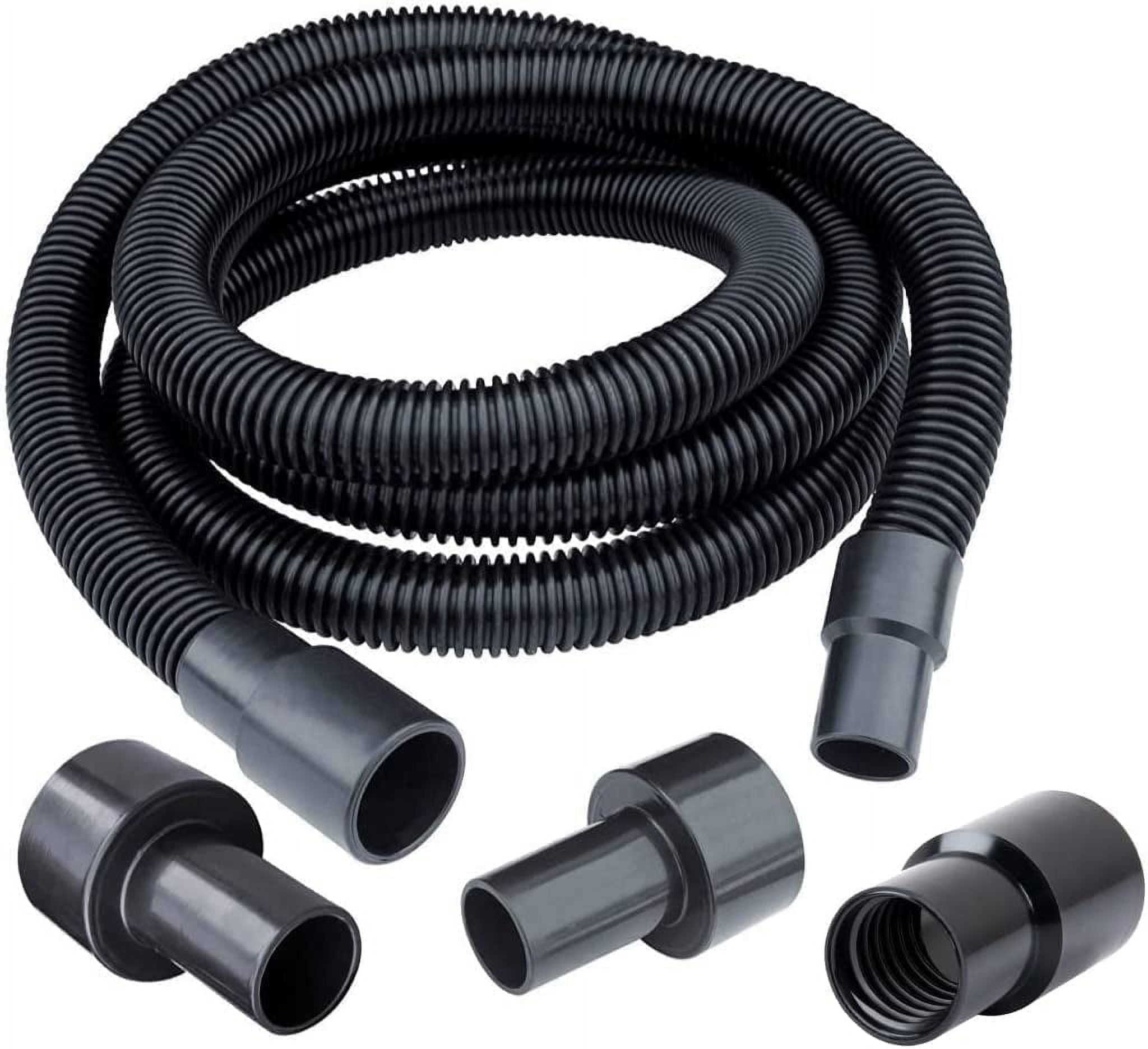10ft Black Flexible Dust Collection Hose Kit with Adapters