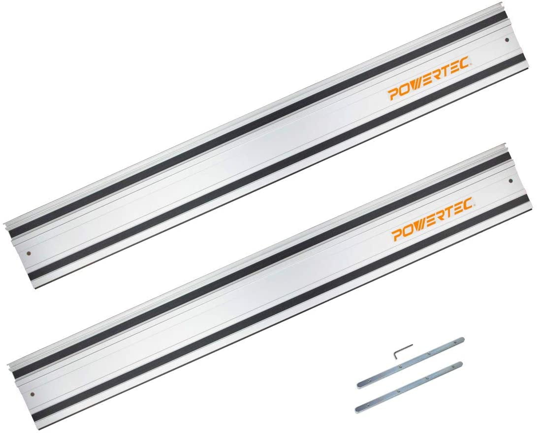 POWERTEC 110" Track Saw Guide Rail Joining Set for Makita or Festool Track Saws Includes 2x55