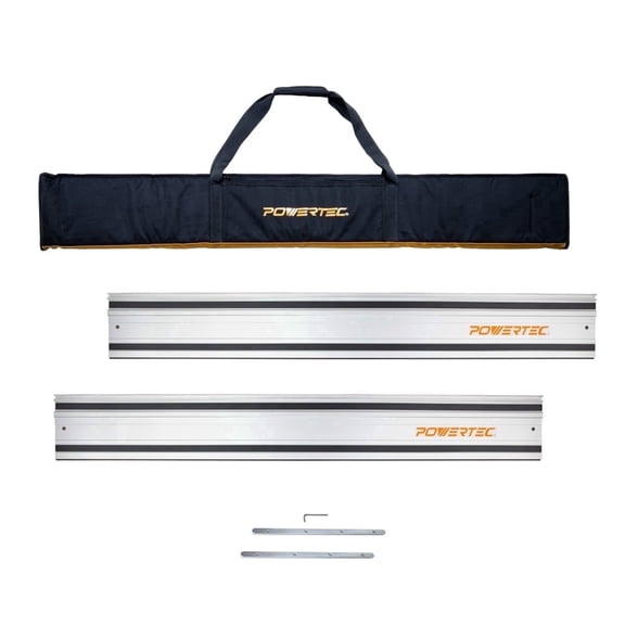 POWERTEC 110" Track Saw Guide Rail Kit for Makita or Festool, Includes 2x55" Guide Rails/Protective Guide Rail Bag/Rail Connectors (71550)