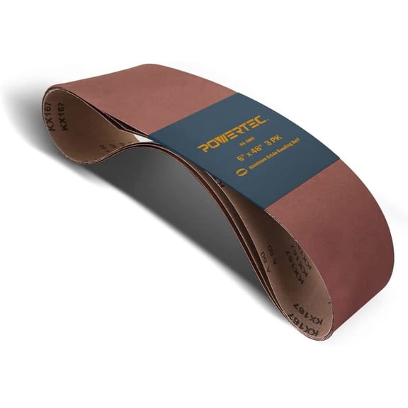 POWERTEC 110533 6 x 48-Inch Sanding Belts 80 Grit Aluminum Oxide Sanding Sandpaper for Belt Sander  3PK