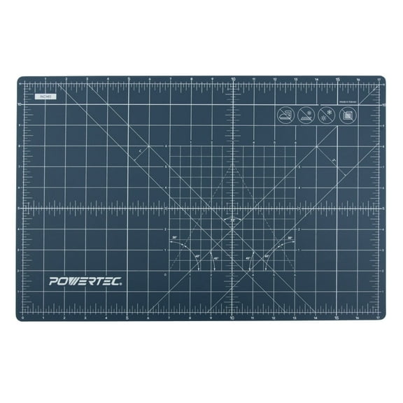 POWERTEC 12" x 18" A3 Non-Slip Double Sided Rotary Cutting Mat with Grid, Table Protector for Crafting, Sizing, Tracing, Sewing, Quilting, Scrapbooking, Arts and Crafts Woodworking (61001)