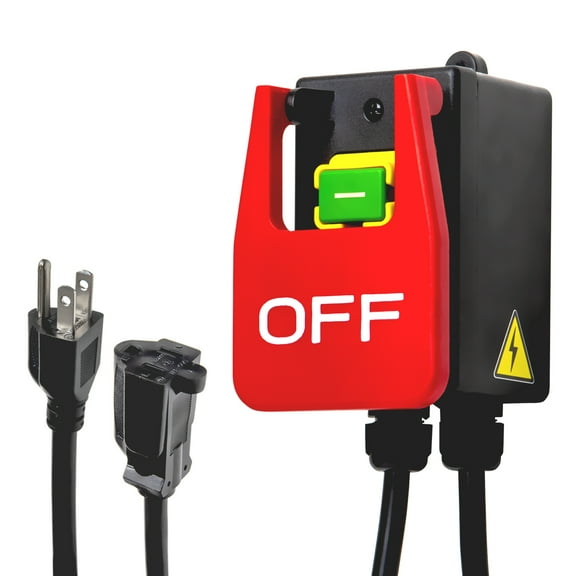 POWERTEC 120V Single Phase On/Off Magnetic Paddle Switch, 1/2 HP w/ 5.5 Ft Standard Cords, Knee Paddle for Power Tools Fast Power Off.Fits Router Table&Other Power Tools w/Low Amp Requirements (71755)