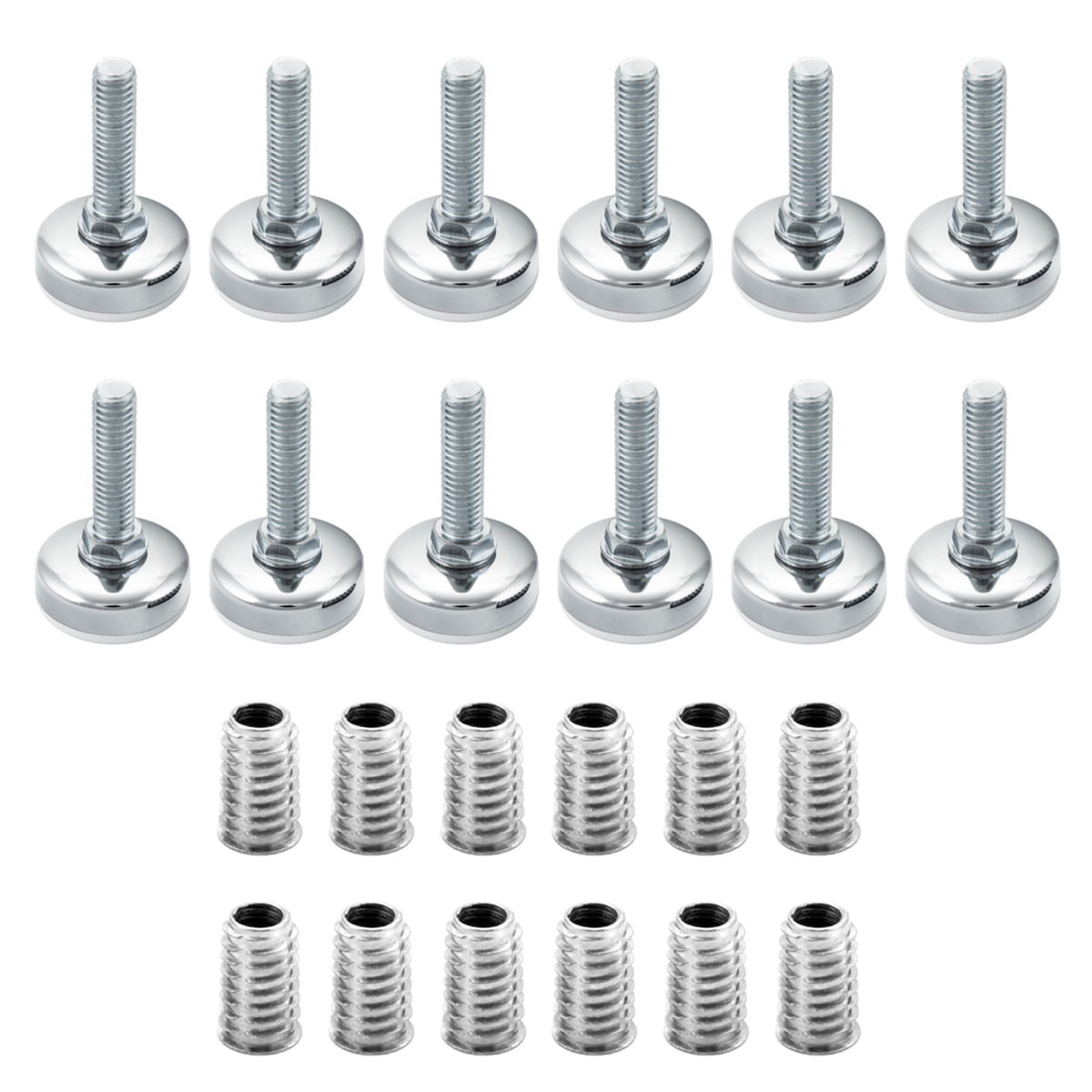 POWERTEC 12PK Adjustable Furniture Leveling Feet with 3/816 Threaded