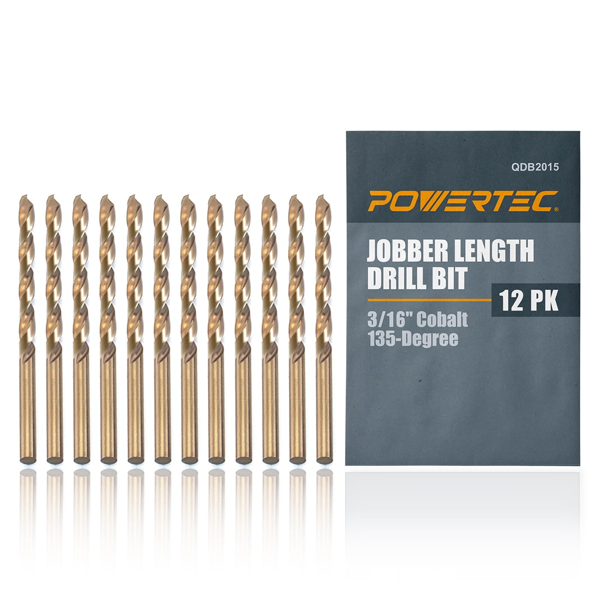 POWERTEC 12PK Cobalt Drill Bit 3/16-inch, 135 Degree Drill Bit Set ...