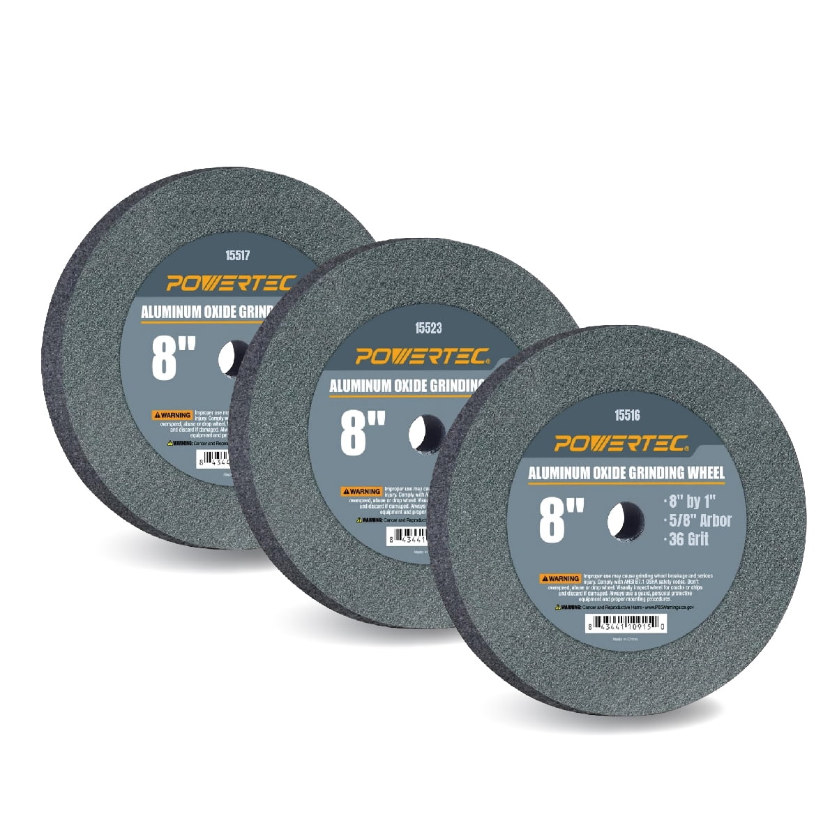 POWERTEC 15538 Bench and Pedestal Grinding Wheels, 8 Inch x 1 Inch, 5/8 ...